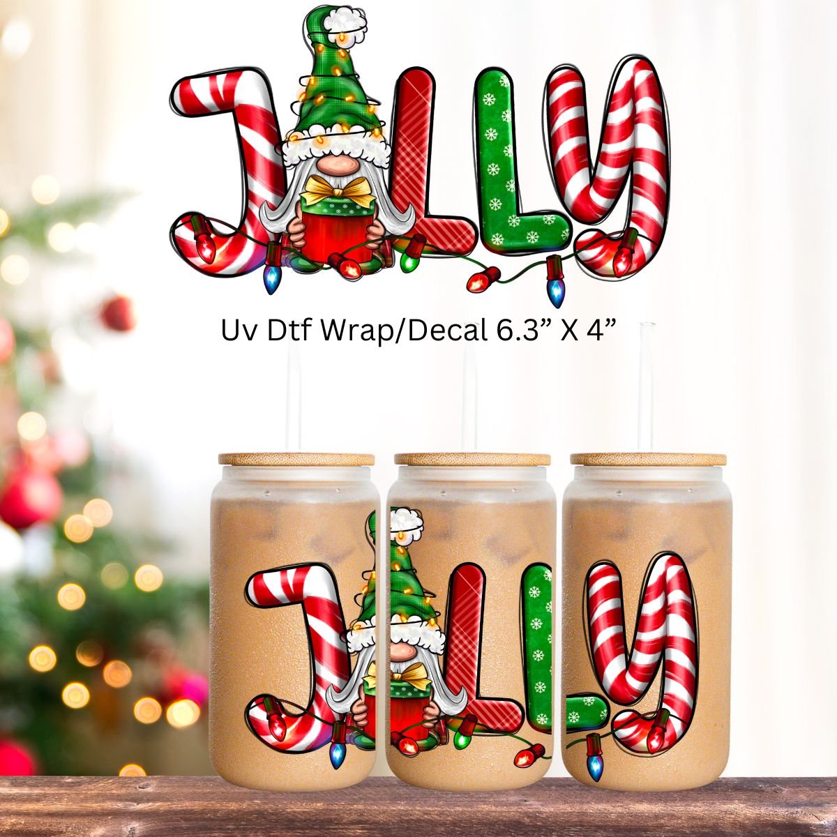 Uv Dtf  Decal Christmas Jolly Gnome | Christmas in July