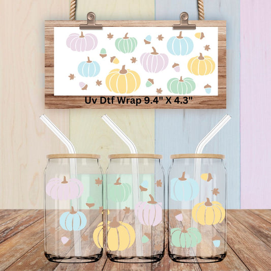 Uv Dtf Cup Wrap Pastel Pumpkins