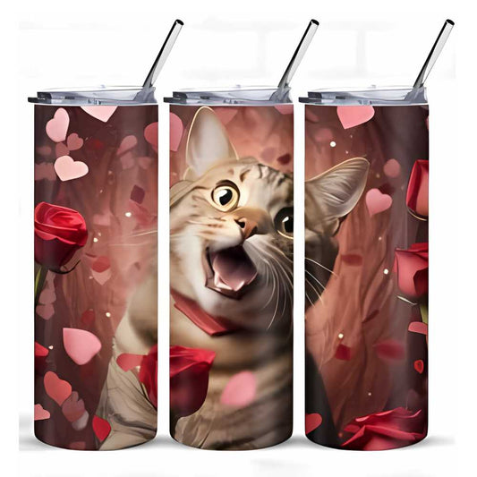 Scaredy Cat Valentine 20oz Skinny Tumbler Sublimation Print