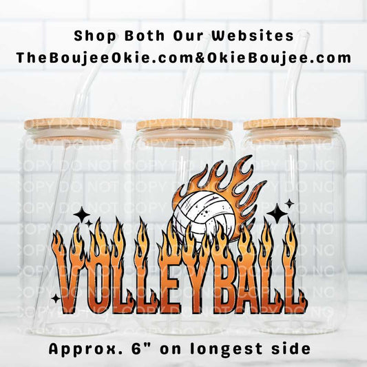 Volleyball Flames Large Uv Dtf Decal Double Sided