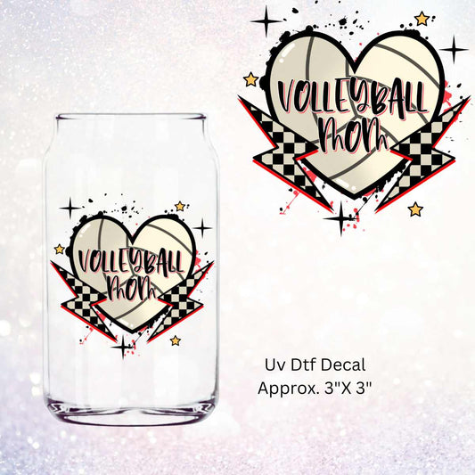 Uv Dtf Decal Volleyball Mom Heart