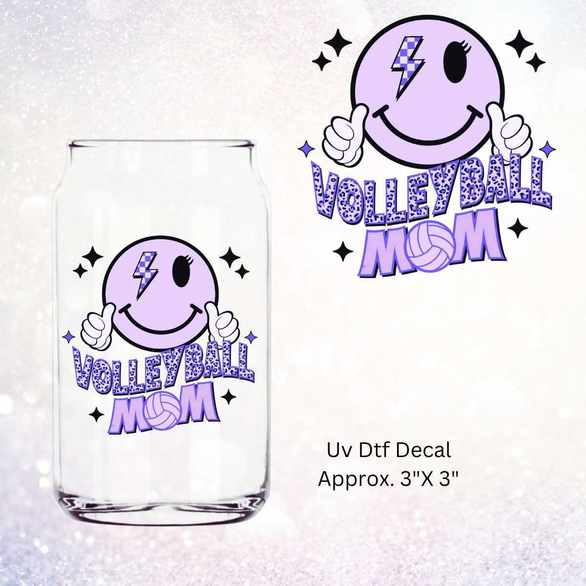 Uv Dtf Decal Volleyball Mom in Purple