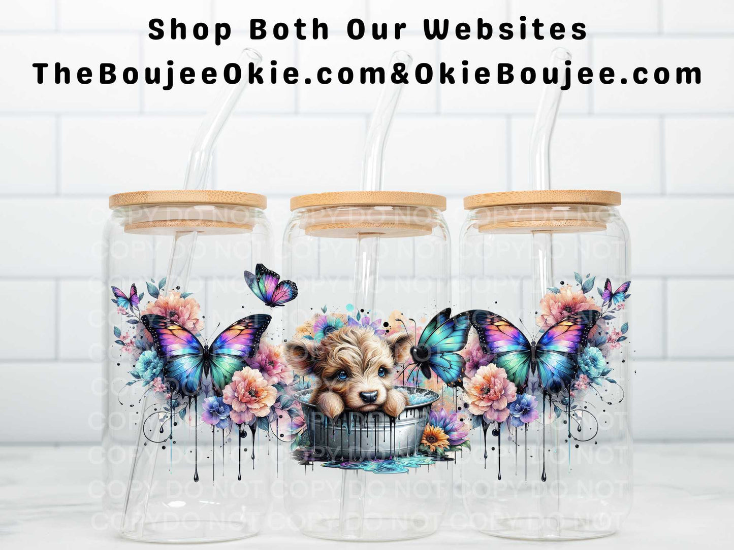 Taking A Bath Baby Highland Cow Uv Dtf Wrap