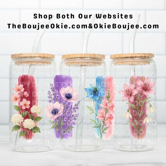 Watercolor Florals Uv Dtf Cup Wrap Double Sided