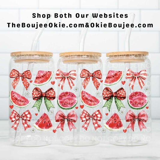 Watermelon & Bows Uv Dtf Cup Wrap Double Sided