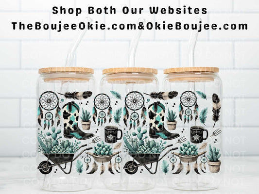 Western Boots Cactus Elements Double Sided Uv Dtf Wrap