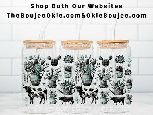 Cows Cactus Plants Western Uv Dtf Wrap