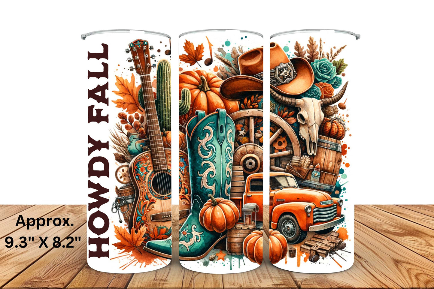 Western Howdy Fall 20oz Skinny Tumbler Sublimation Print