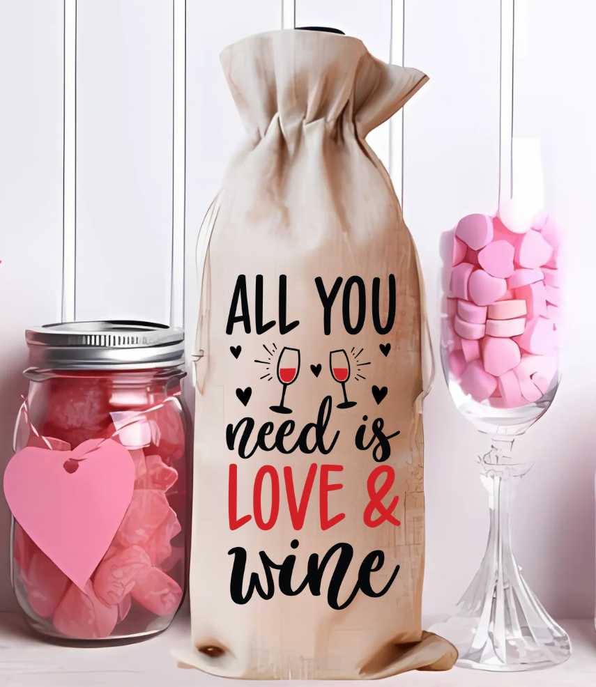 All You Need Is Love & Wine ~ Wine Bag Sublimation Print