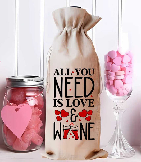 All You Need Is Love & Wine v2 Wine Bag Sublimation Print