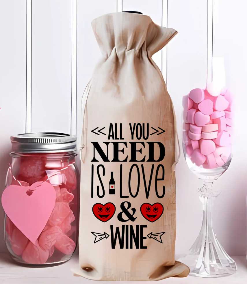 All You Need Is Love & Wine v3 Wine Bag Sublimation Print