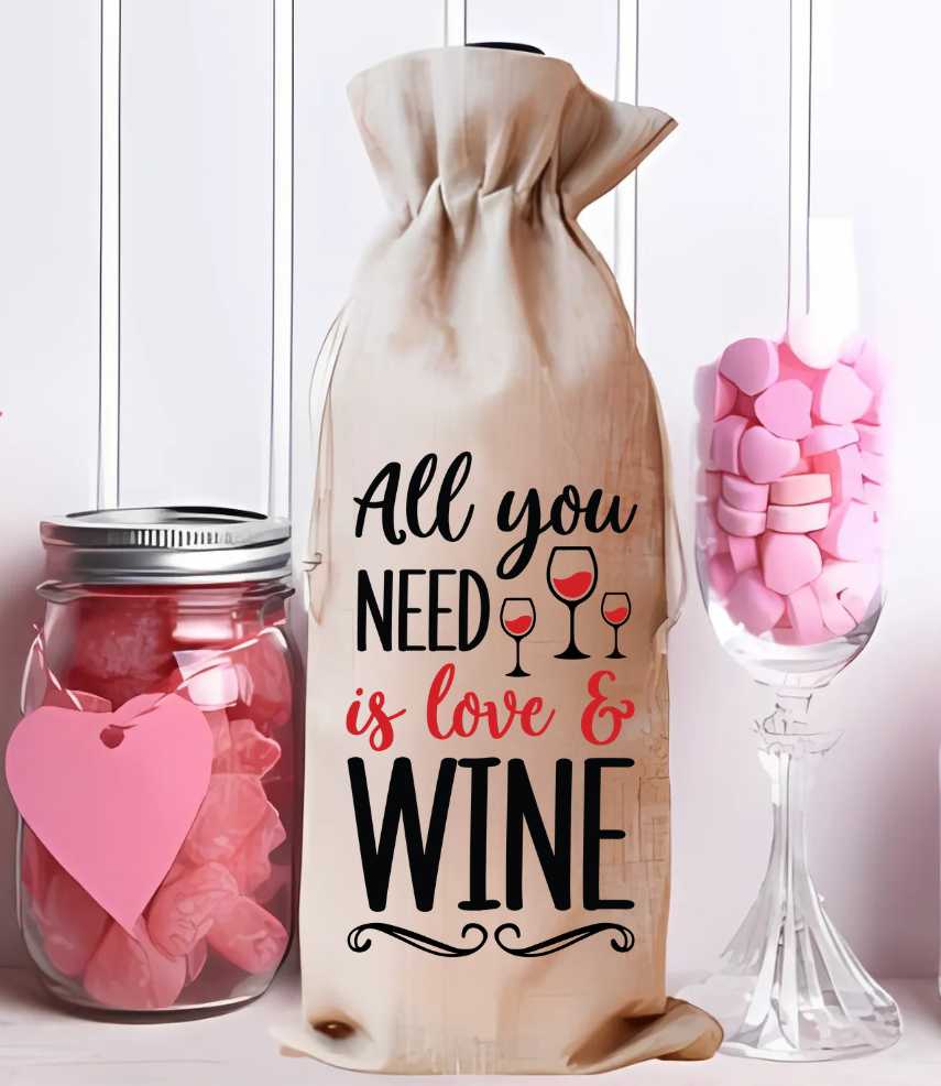 All You Need Is Love & Wine ~ Wine Bag Sublimation Print