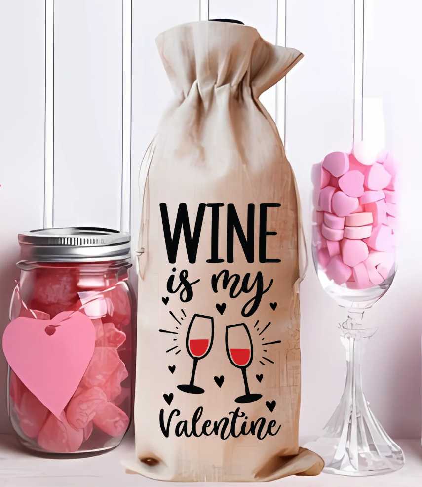 Wine Is My Valentine Wine Bag Sublimation Print