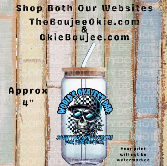 World's Okayest Dad Double-Sided UV DTF Decal